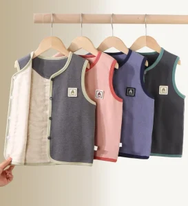 Children’s Parent Child Breathable Wool Vest Men’s Women’s Autumn Winter Thickened Waistcoat Single Breasted O-Neck Sweet Style