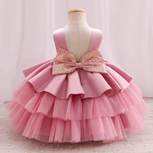 Children’s Princess Dress Baby Girl’s One Year Old Dress Flower Girl Fluffy Gauze Cake Skirt Performance Clothing