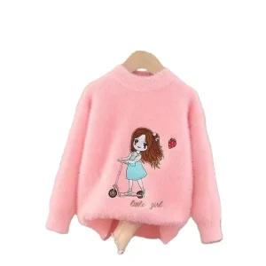 Children’s Pullover Sweater, Thickened Mink Wool, Christmas, for Girls