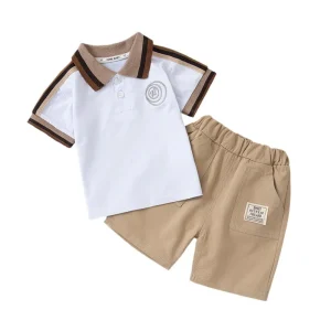 Children’s Set 0-5 Years Old Boy’s POLO Shirt Summer Short-Sleeved T-Shirt Shorts 2-Piece Set Short-Sleeved Suit Kid Boy Clothes