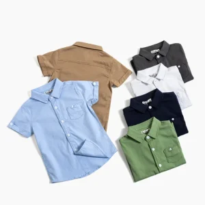 Children’s Shirt Autumn New Boys’ Simple Polo Neck Top Casual Loose Children’s Shirt