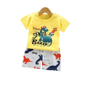 Children’s Short Sleeve Set Cotton Baby Set for Boys and Girls Summer Children’s Thin Cotton Short Sleeve Shorts