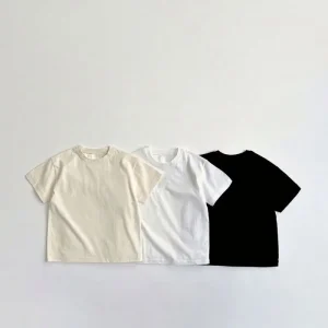 Children’s Short Sleeve Tops Summer Solid Colour Kids Clothes Cotton Boys T-Shirts