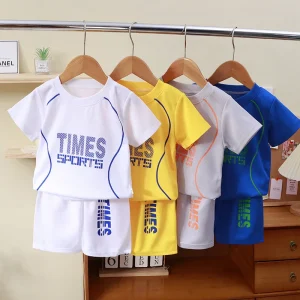 Children’s Short sleeved Ball Suit Boys’ Sportswear Quick drying Two piece Shorts Kid Clothing
