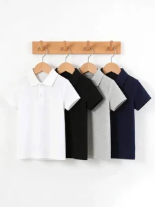 Children’s Short sleeved Polo Shirt Made of Cotton Suitable for Summer Simple and Casual Top