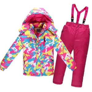 Children’s Ski Suit Set for Boys and Girls Windproof Waterproof Thickened and Warm Outdoor Coat Ski Jacket