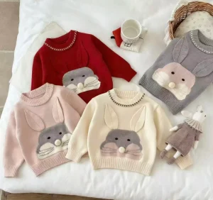 Children’s Sweater Autumn/Winter Thickened Boys’ and Girls’ Warm Knitted Sweater Baby Round Neck Pullover Bottom