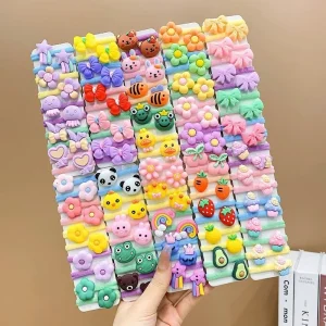 Children’s Sweet Style High Elastic Hair Ties Rope Towel Ring Candy Color Hair Accessories for Girls Bow Tie for Hair