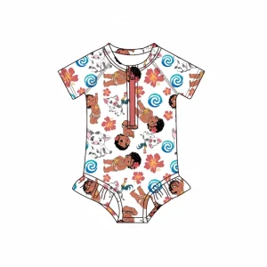 Children’s Swimsuit Custom Printed Baby Girls One Piece Swimwear Kids Girls Zippers Swimming Suits