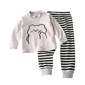 Children’s Underwear Set Pure Cotton Cartoon Printed Pajamas Spring Clothes Boys’ Girls’ Home Clothes Casual Soft Treatment