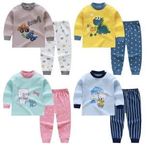 Children’s Underwear Set Pure Cotton New Boys and Girls Autumn and Winter Pajamas Baby Autumn Clothes Autumn Pants Home Clothes
