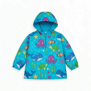 Children’s Unisex 100% Polyester Waterproof Windproof Jacket Half zip Collar Digital Print All Seasons Cartoon Pattern