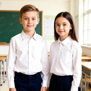 Children’s White Shirts for Girls Elementary High School Uniforms Customizable Embroidered Logos 7 Day Sample Lead Time