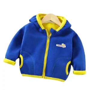 Children’s Winter Casual Cartoon Eco-friendly Standard Cardigan Boys Girls Hooded Zipper Jacket Toddler Fleece Top Clothing