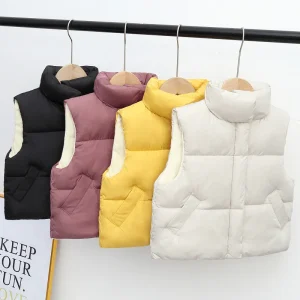 Children’s Winter Vest 3-12 Years Baby Sleeveless Waistcoat Outerwear Boys and Girls Winter Hand Padding Gilet