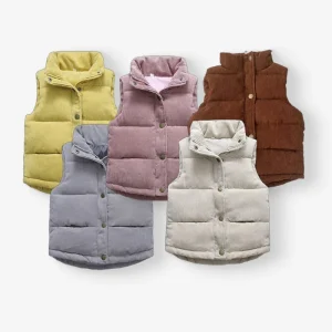 Children’s Winter Warm Waistcoat Thickened Corduroy Tops Autumn Baby Cotton Unisex Vests