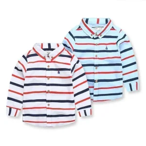 China Online Shopping Boys Shirts Kid’s Fancy Striped Different Colot Light Up Shirts