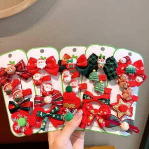Christmas 5pcs set Hair Accessories for Children Cute Christmas Festival Party Kids Girls Hair Clips
