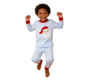 Christmas Boys Clothing Sets Gingham Santa Kids Boys Girls Pajamas Set Matching Outfits