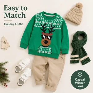 Christmas Boy’s Sweater Autumn New Long Sleeve Children’s Sweater Fashion Printed Children’s Sweatshirt
