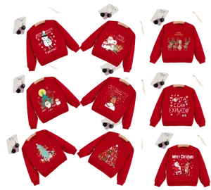 Christmas Children’s Sweater Girls’ Long Sleeve Autumn Winter Round Neck Cartoon Pullover