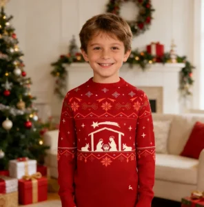 Christmas Family Child Leisure Fashion Autumn Winter Universal Christmas Long Sleeved Knitted Sweater For Girls