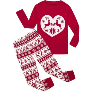 Christmas Pajama Blank Christmas Cartoon Printed Pajamas Family Sets for Girl