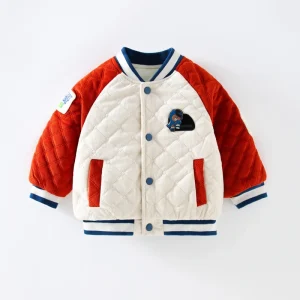 Class a Skin-Friendly Fleece Lined Baseball Jacket Unisex Boys Girls Infant Autumn Outdoor Baby Coat