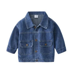 Classic Children Unisex Jeans Jacket Kids Boys Girls Casual Denim Outwear for Autumn Winter