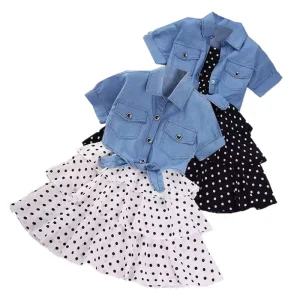 Clothes Set for Girls Skirt Summer Kids Girls’ Dresses(old) 4 8 12 Years Suits Teenagers Clothing Dot Sling Child Clothes Outfit