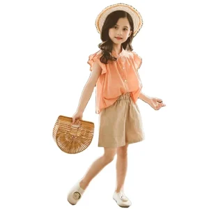 Clothing Set for Girl Toddler Kid Clothes Summer Sleeveless Tops + Short Pants Outfits 2pcs Set