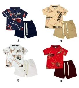 Clothing for Boys Casual Summer Wear Baby Boys Clothing Irregular Pattern Desgin Polo T-shirt Cotton Shorts 2pcs Boy