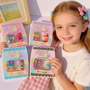 Colorful Candy Bear Hair Accessory Set Sweet for Outing Daily Kids Hair Set for Toddlers Party Kids Hair Set Lovely Kids Decor