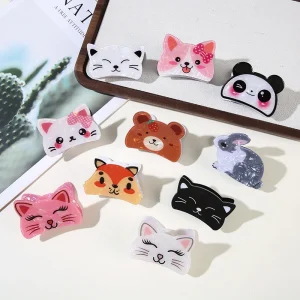Colorful Cat Hairpin Girl Hair Accessory PVC Hair Clip for Kids