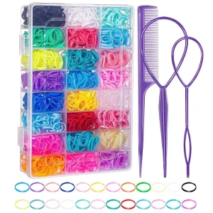 Colorful Elastic Hair Ties Small Hair Rubber Bands Organizer Box Baby Toddler Kids Hair Accessories Set