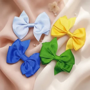 Colorful Kids Girls 3.5 Inch Solid Ribbon Hair Bow Clips With Hairpins Boutique Hairclips Hair Accessories