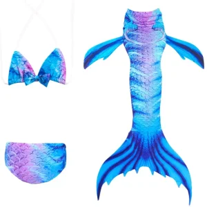 Colorful Mermaid Bikini for Girls Kids Swimwear Set Bathing Suit Mini Mermaid Tail Swim