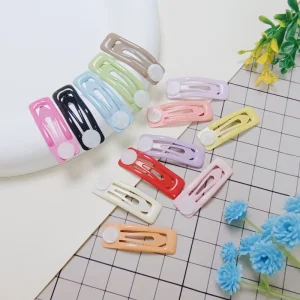 Colorful Snap Hair Clips 100Pcs Oil Dripping Rectangle Shape Barrettes BB Hairpins Clips for Baby Girl Kids DIY Hair Accessories
