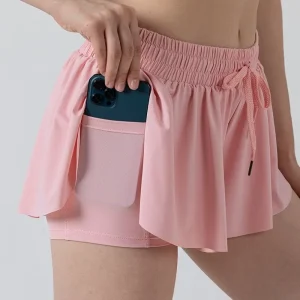 Comfortable Athletic Outfits Girls Butterfly Running Tennis Shorts with Inner