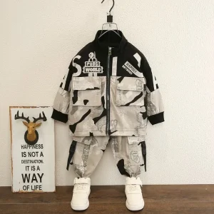 Comfortable Autumn Winter Boys’ Children Windproof Stand-up Collar Jacket Leisure Fashion Zipper Closure