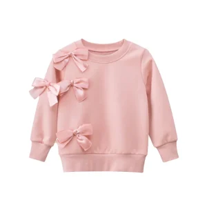 Comfortable Girls Cute Pullover Sweatshirt Casual Long Sleeve Plain Crew Neck Sweatshirt