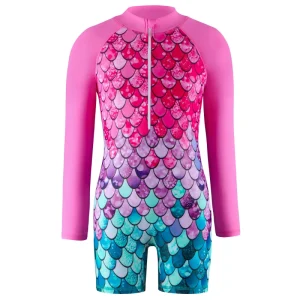 Conservative Sport Style Mermaid Swimwear Girls Swimsuit Girl Wrap Type One piece Swimsuit Anti uv Swimwear for Kids