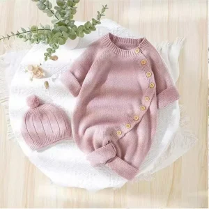 Corded Baby Grow Autumn and Winter Newborn Boys and Girls Sweater Cute Warm Clothes One Piece Baby Knitted Romper