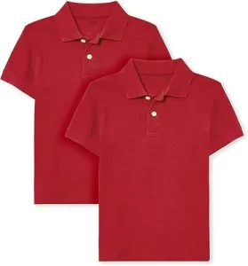 Cotton Polyester Mix Pique Toddler’s Polo Shirt Red Ribbing Neck and Sleeve Cuff T Shirts Polo Design for Boys