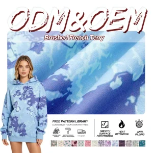 Cozy Printed Brushed Fleece 100% Polyester Fabric for Loungewear Pullovers Garment Factory Supplier
