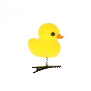 Creative Lovely Funny Children Hair Accessories Kids Girls Simulated Support Hair Clip Velvet Chicken Yellow Duck Spring Hairpin