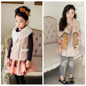 Crochet Patterns Children Vest Slim Sexy Knit Wool Girls Waistcoat