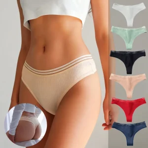 Cross Border European American Sexy Cotton Anti Bacterial Women’s Girls’ Mid Rise Thongs Panties Yoga Sports Seamless Underwear
