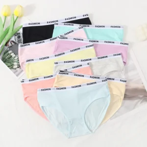 Cross border Letter Women’s Pure Cotton Mid rise Underwear High cut Girl Cute Candy Color Crotch Student Briefs