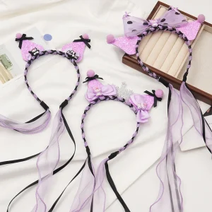 Crown Headwear for Girls One Piece Hair Band with Bow Knot Hair Tying Clips Children’s Hair Accessories